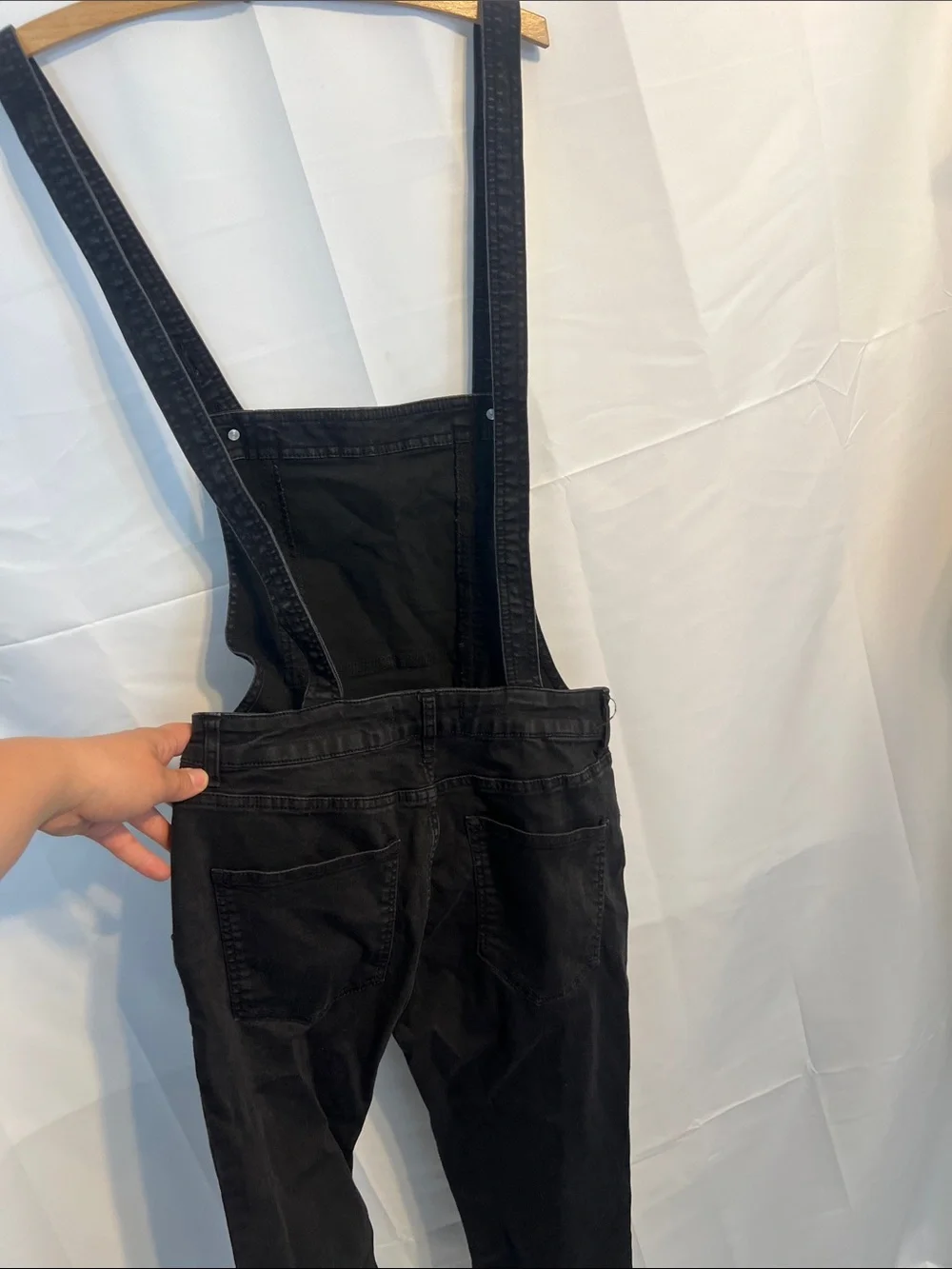 Free People Washed denim black overalls
